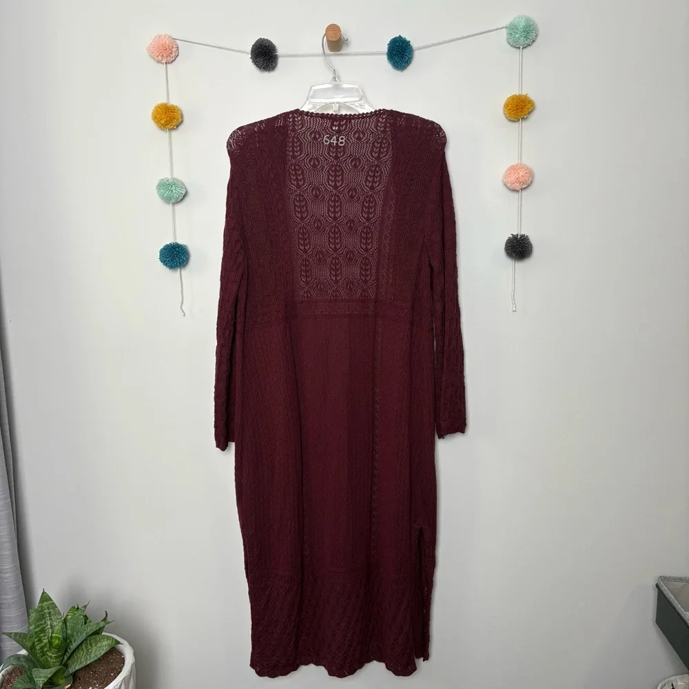 Anthropologie Odd Molly Maroon Duster Cardigan